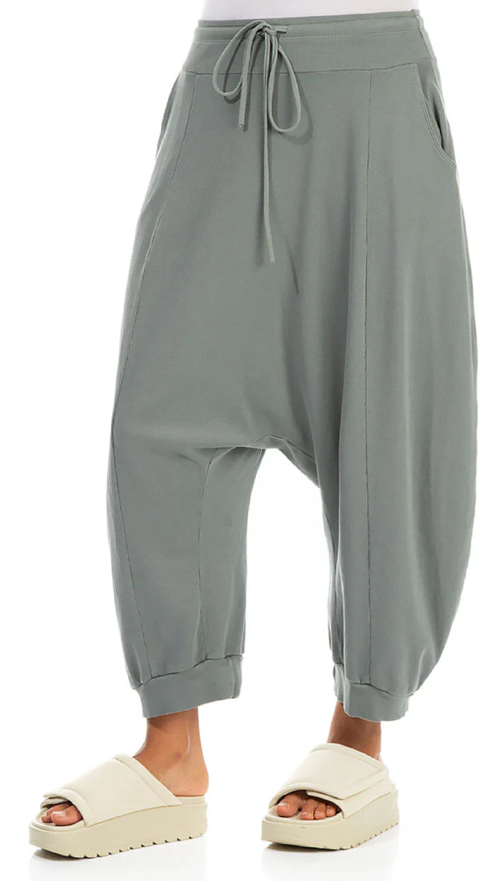 Taper Baggy Sage Cotton Trousers