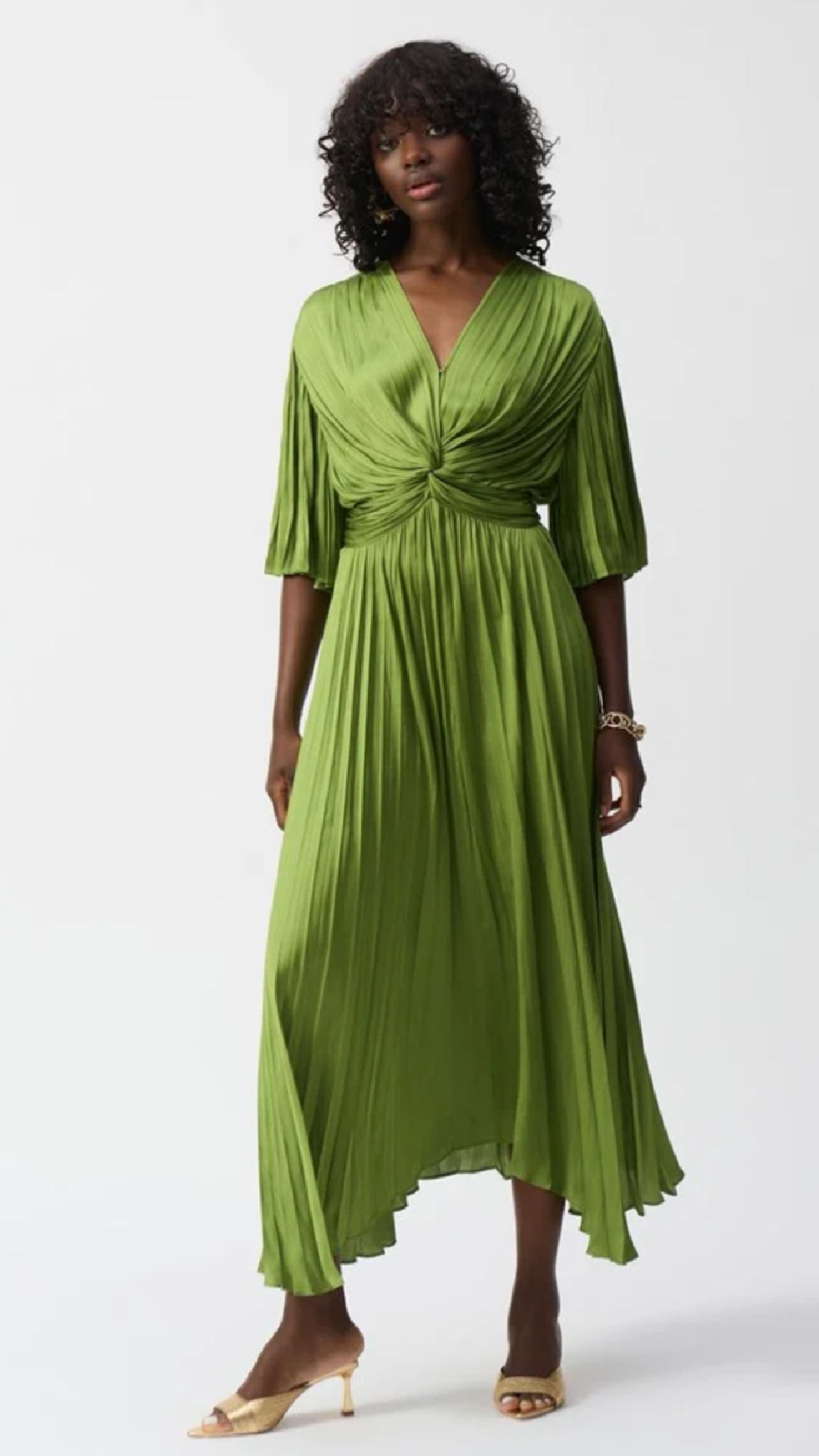 Joseph Ribkoff Pleated Satin Midi Dress