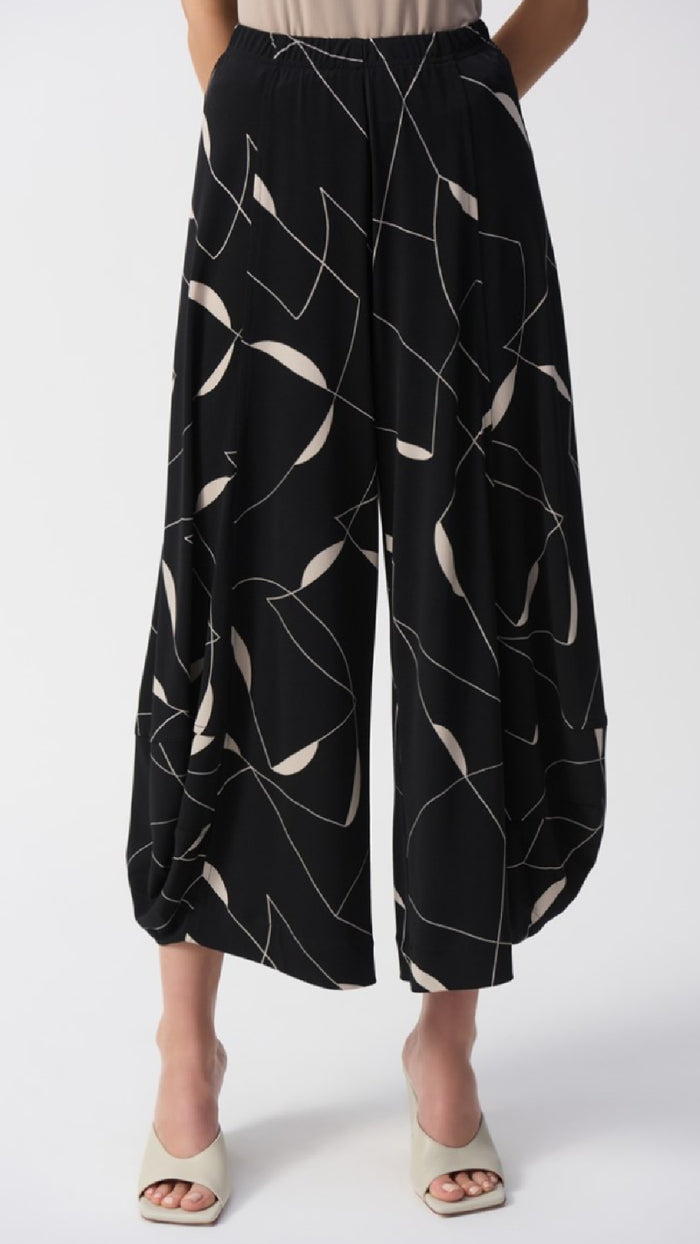 Joseph Ribkoff Silky Knit Geometric Print Culotte Pants