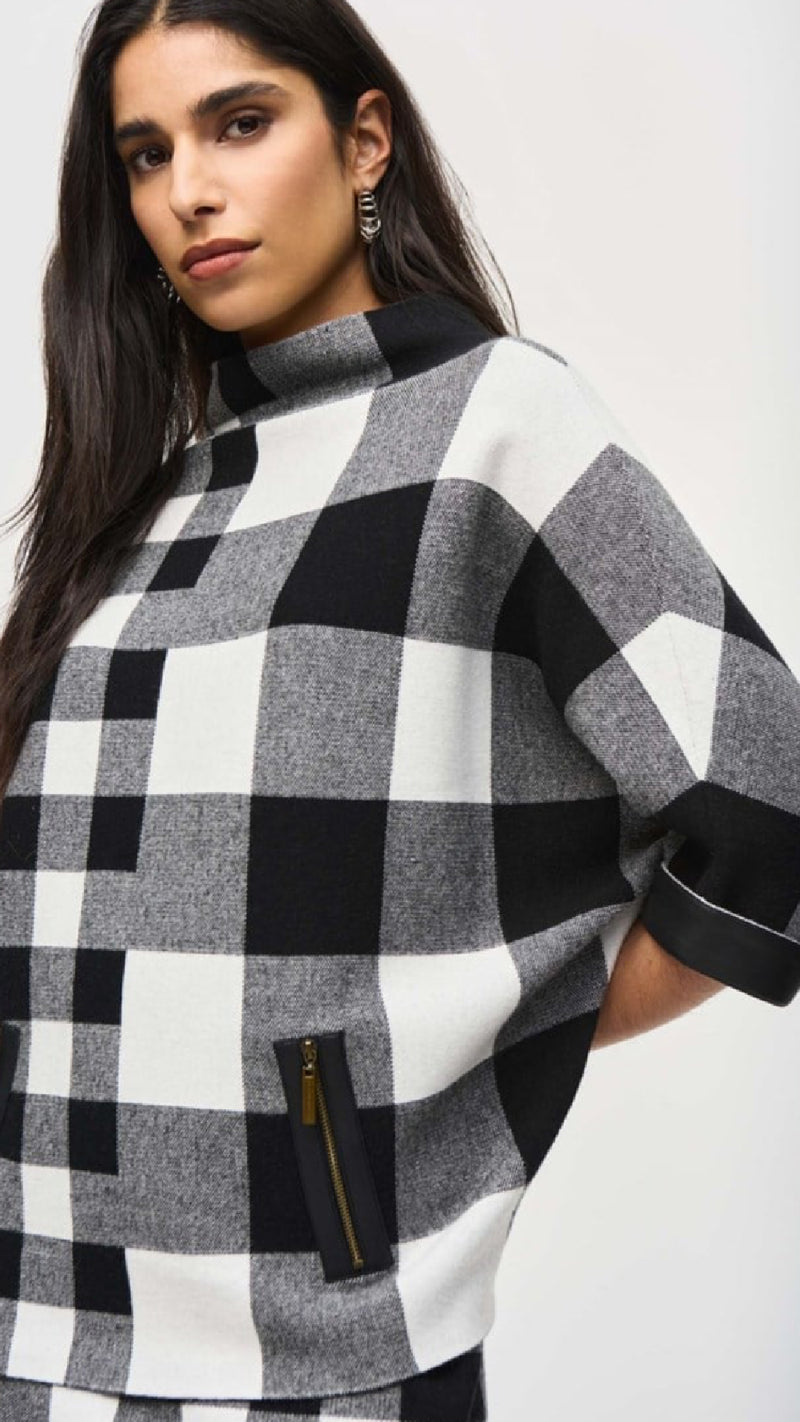 Joseph Ribkoff Plaid Jacquard knit Sweater (Sale)