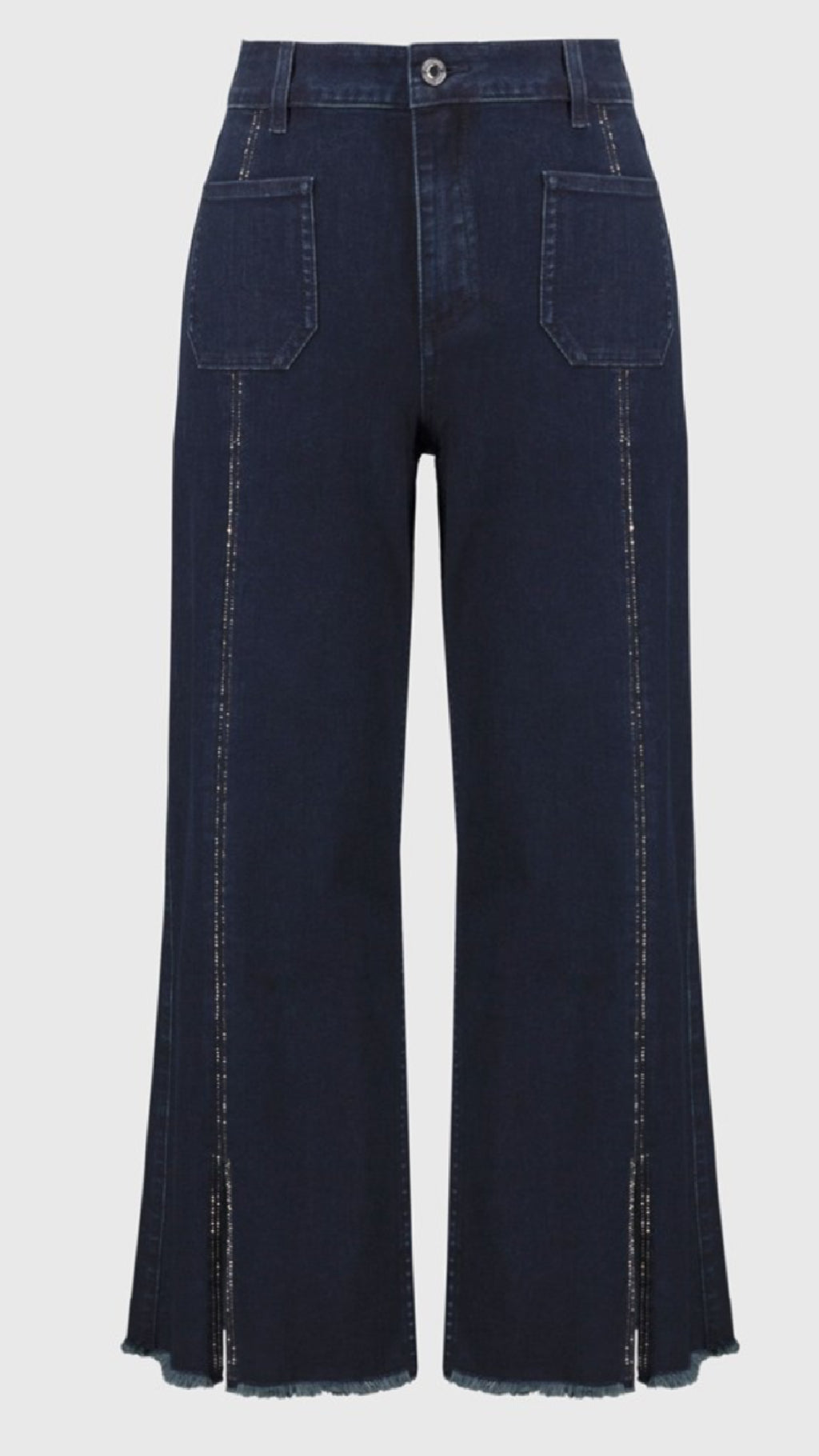 Culotte Jeans With Embellished Front Seam