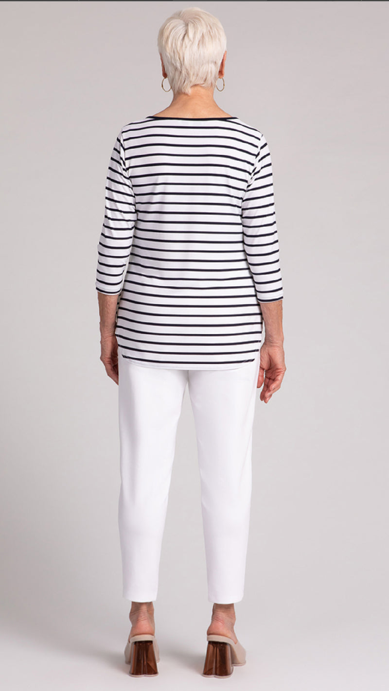 Striped Go To Classic T-Relax, 3/4 Sleeve