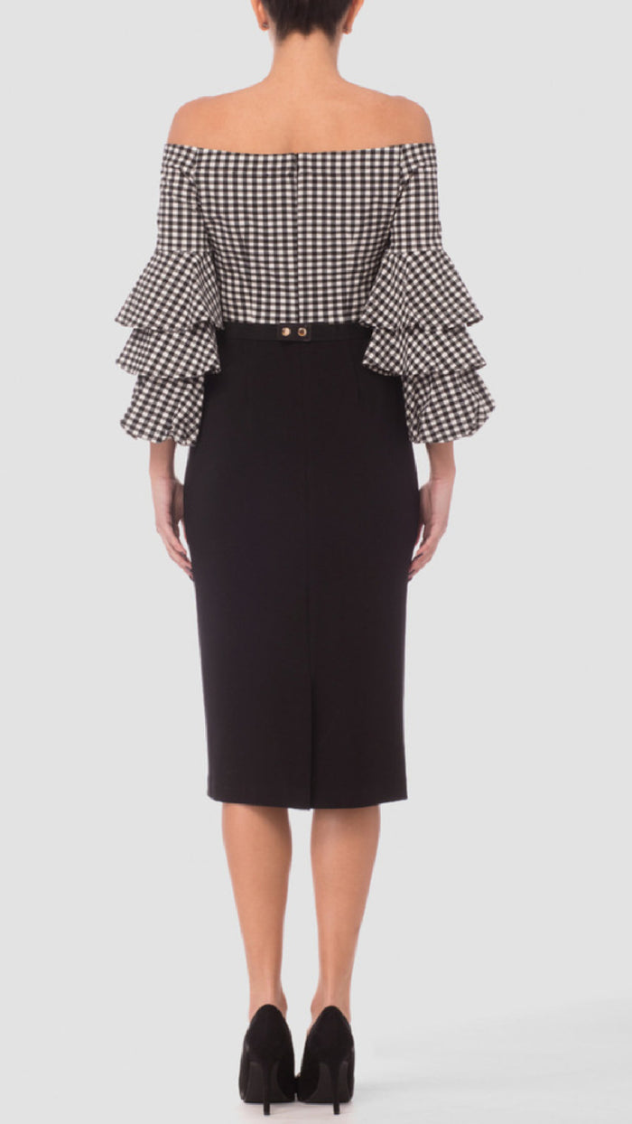 Joseph Ribkofff Off Shoulder Checkered Dress (Sale)