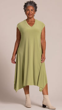 Splice V-Neck Dress, Cap Sleeve (Con’t…)