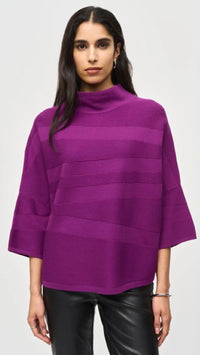 Joseph Ribkoff Sweater Knit Mock Neck Boxy Top (Selected Color on Sale)