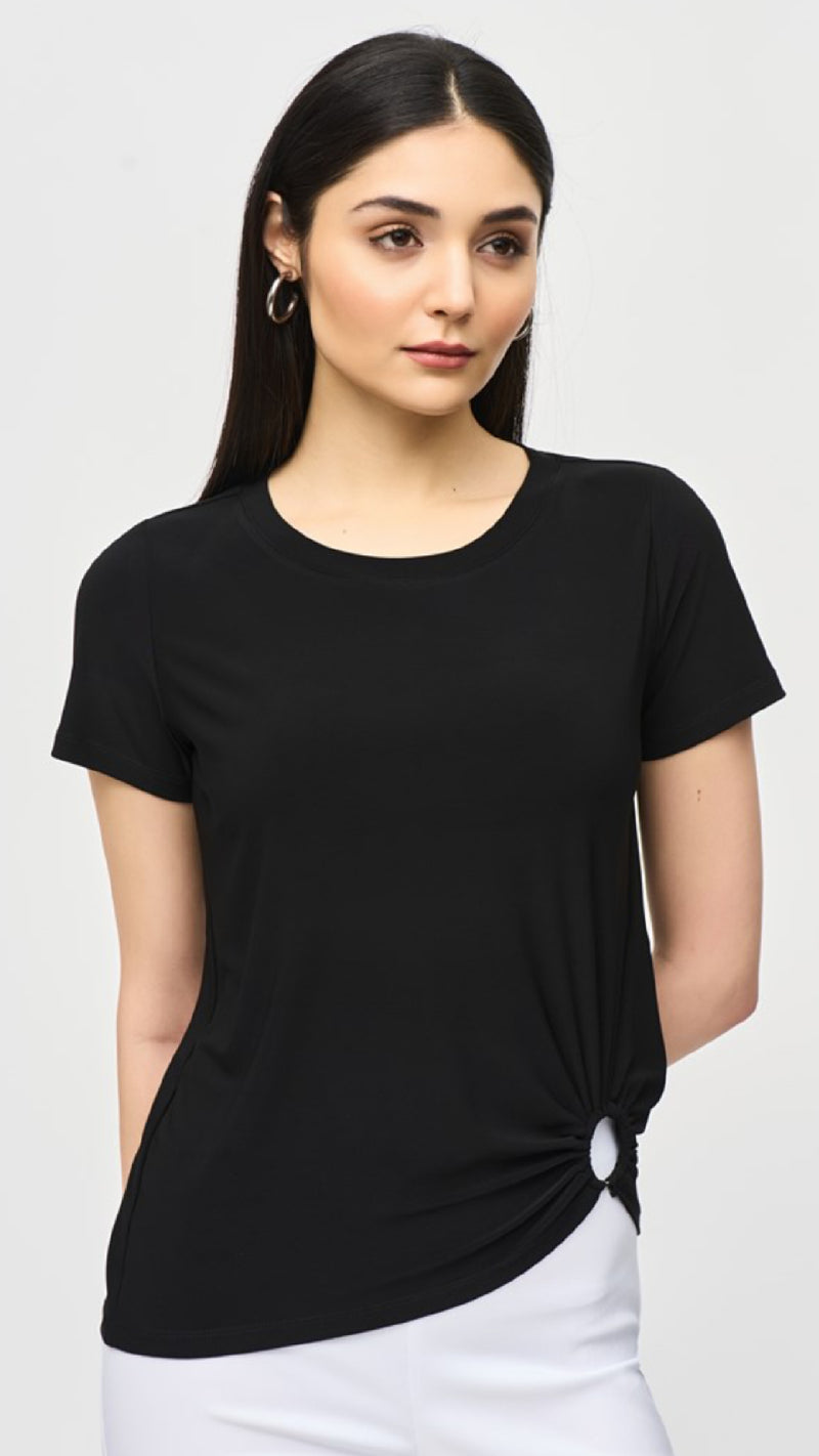 Silky Knit Front Drape Top