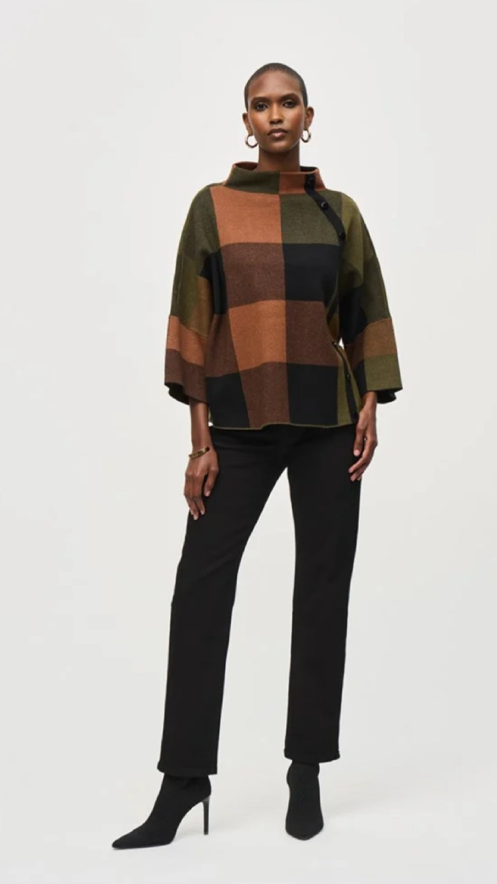 Joseph Ribkoff Plaid Jacquard Sweater Knit Top (Sale)