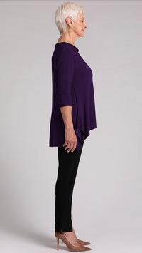 Flounce Top w/ Wide Funnel Collar, 3/4 Sleeve