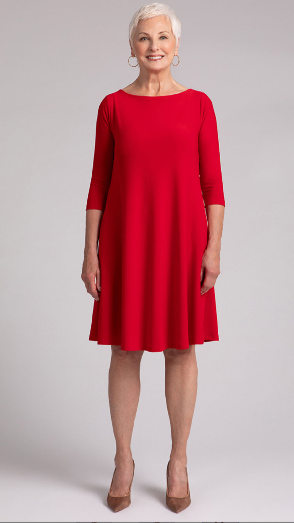 Nu Trapeze Dress, 3/4 Sleeve