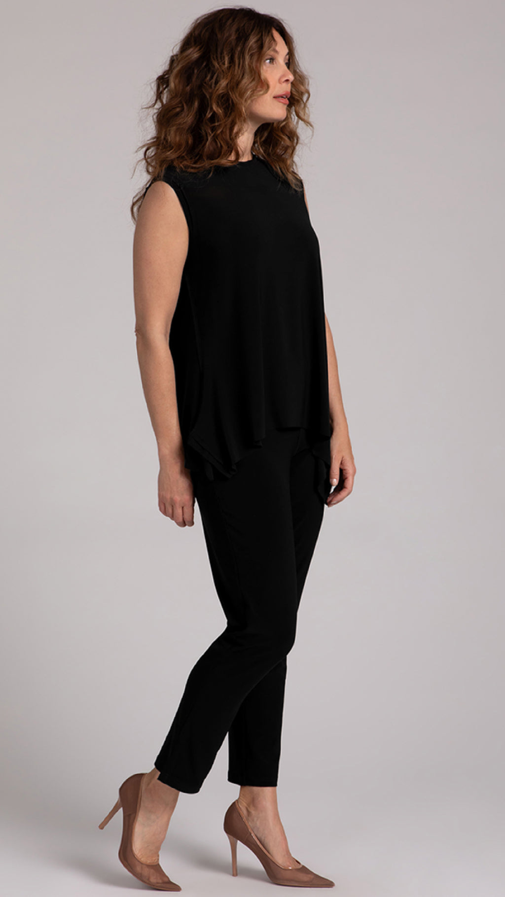 Flounce Muscle Top with Drop Hem