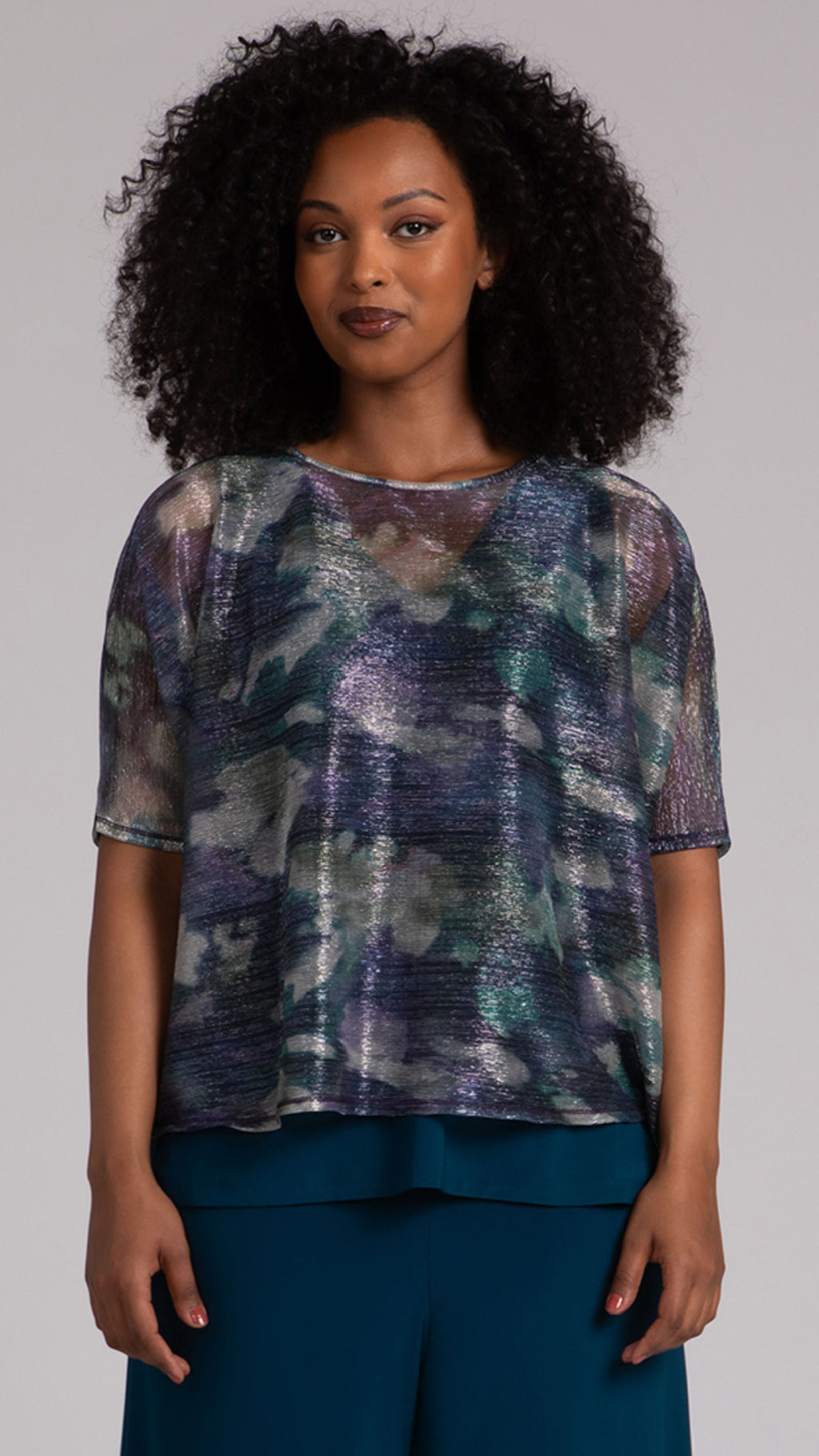 Nu Clip Top, Printed Shimmer Mesh