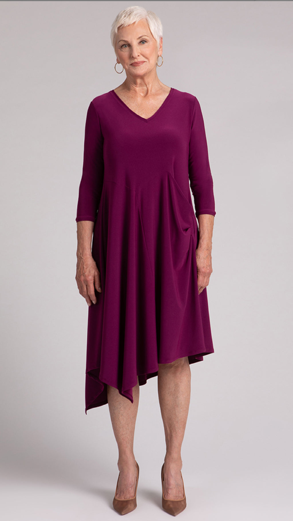 Slant Pocket Dress, 3/4 Sleeve