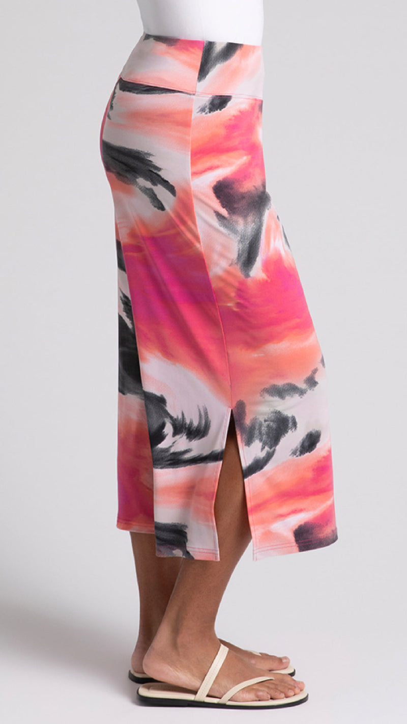 Side Slit Wide Capri-Marble Print (Sale)