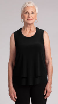 Sleeveless DBL Layer Shell with Jewel Neck (selected colours on sale)