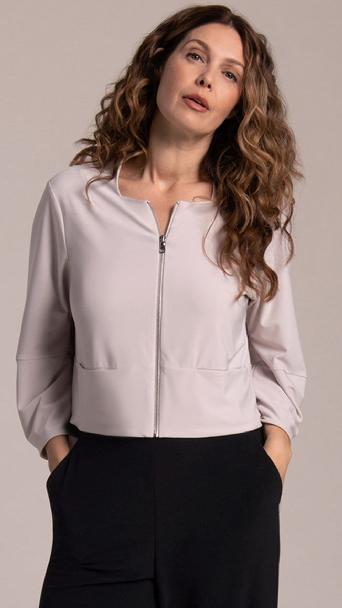 Cropped Lantern Jacket W/Zip Front (selected color on sale)