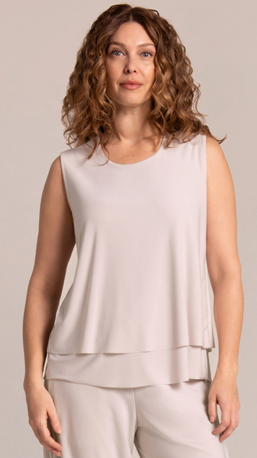 Sleeveless DBL Layer Shell with Jewel Neck (selected colours on sale)