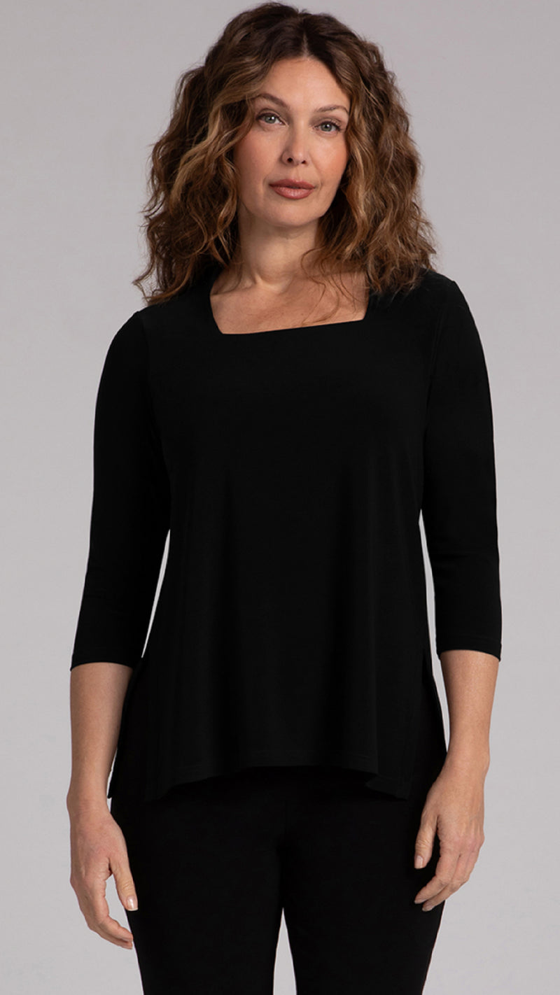 Square Neck Top, 3/4 Sleeve