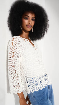 Joseph Ribkoff Crochet Sweater Knit Cover-Up