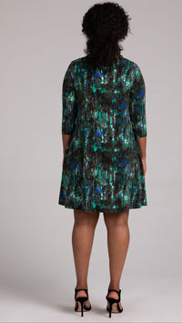 Nu Trapeze Dress, 3/4 Sleeve-Print