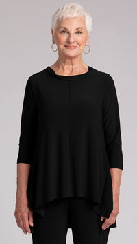 Flounce Top w/ Wide Funnel Collar, 3/4 Sleeve