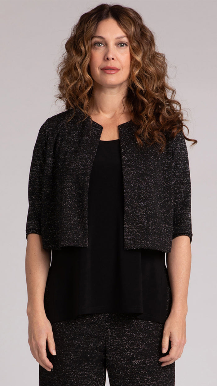 Classic Bolero Cardigan, Metalic Pique