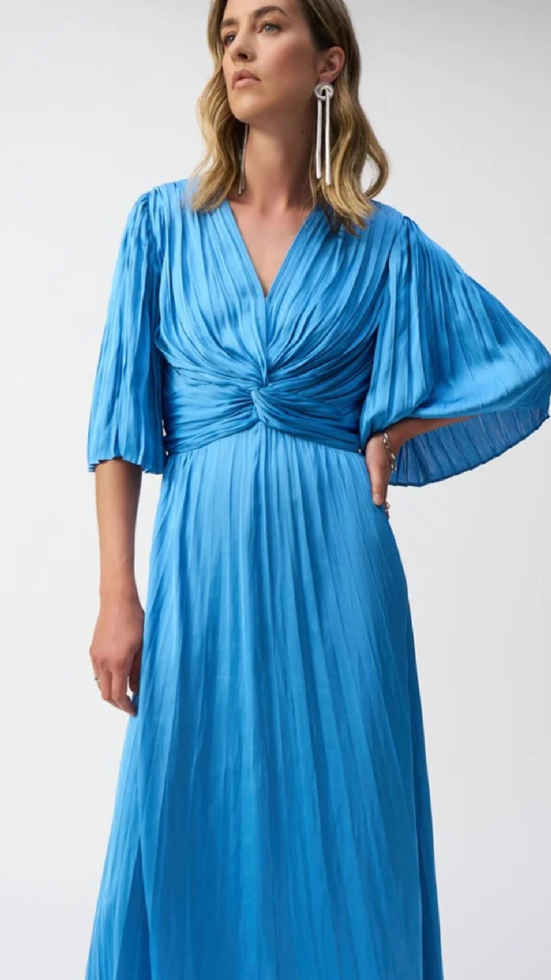 Joseph Ribkoff Pleated Satin Midi Dress