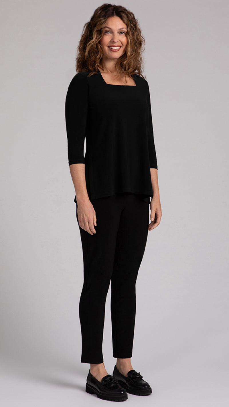 Square Neck Top, 3/4 Sleeve