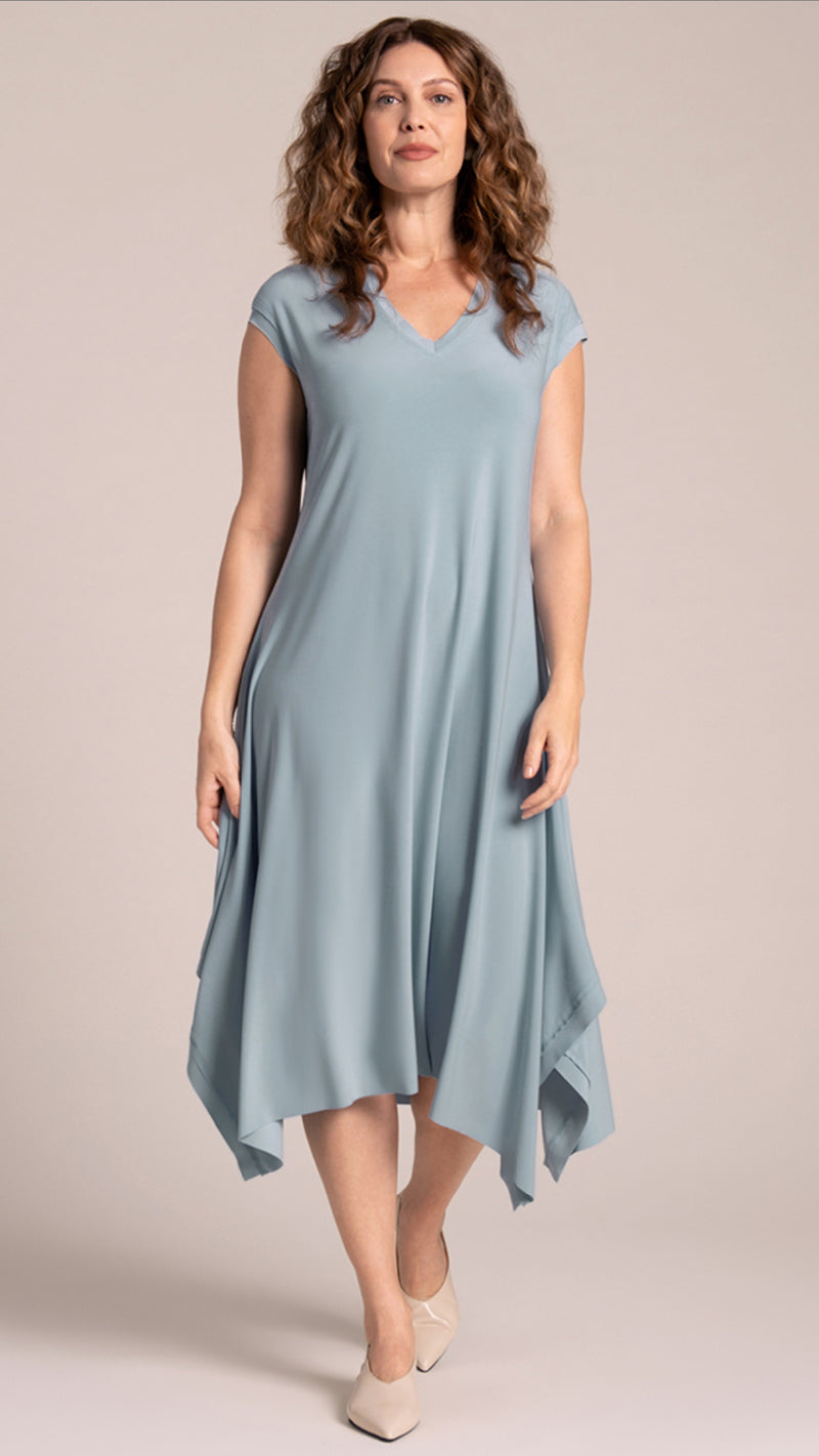 Splice V-Neck Dress, Cap Sleeve (Con’t…)