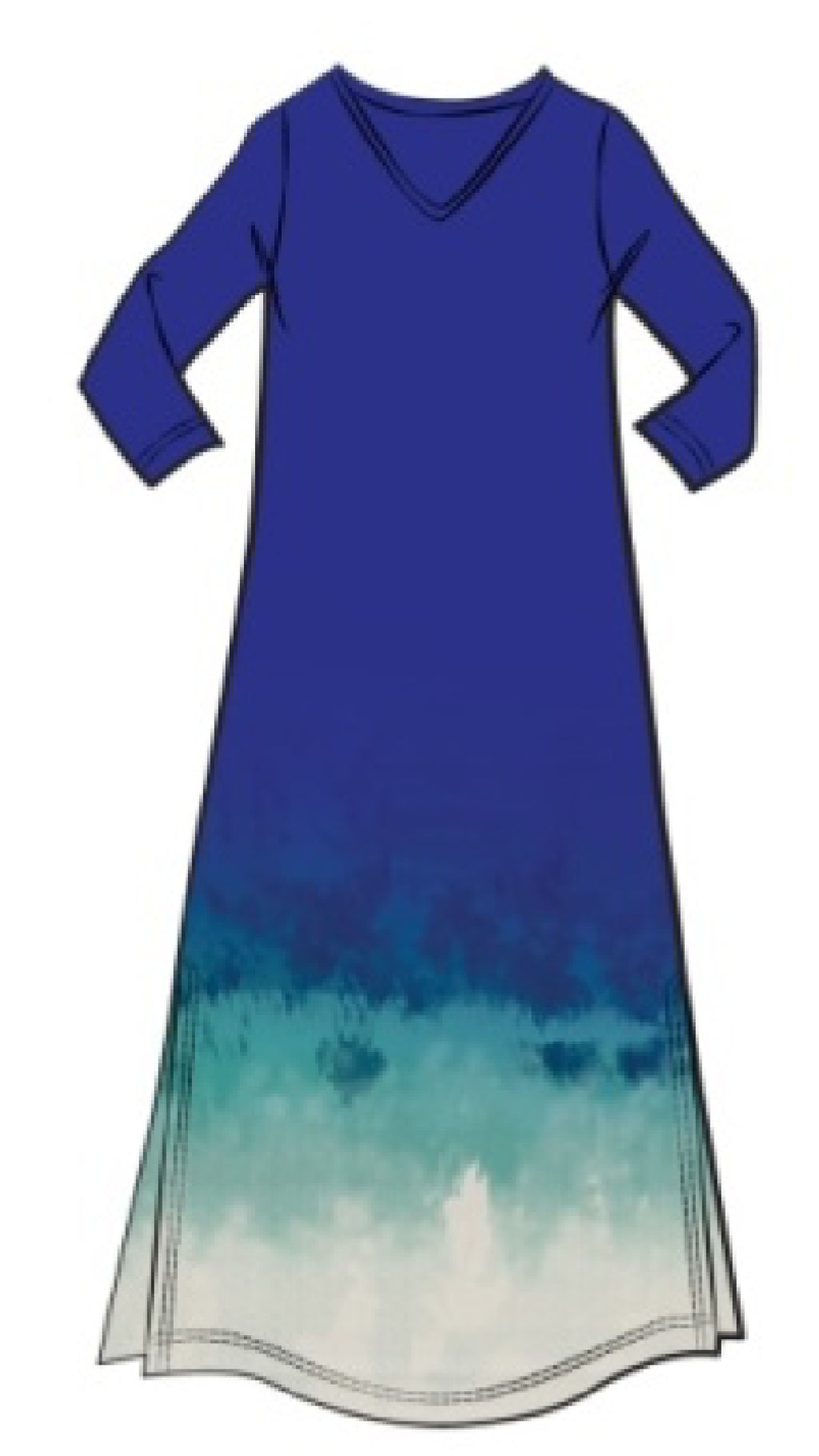 V-Neck Slit Dress Placement Print-Sand & Surf