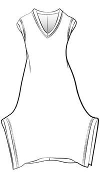 Splice V-Neck Dress, Cap Sleeve