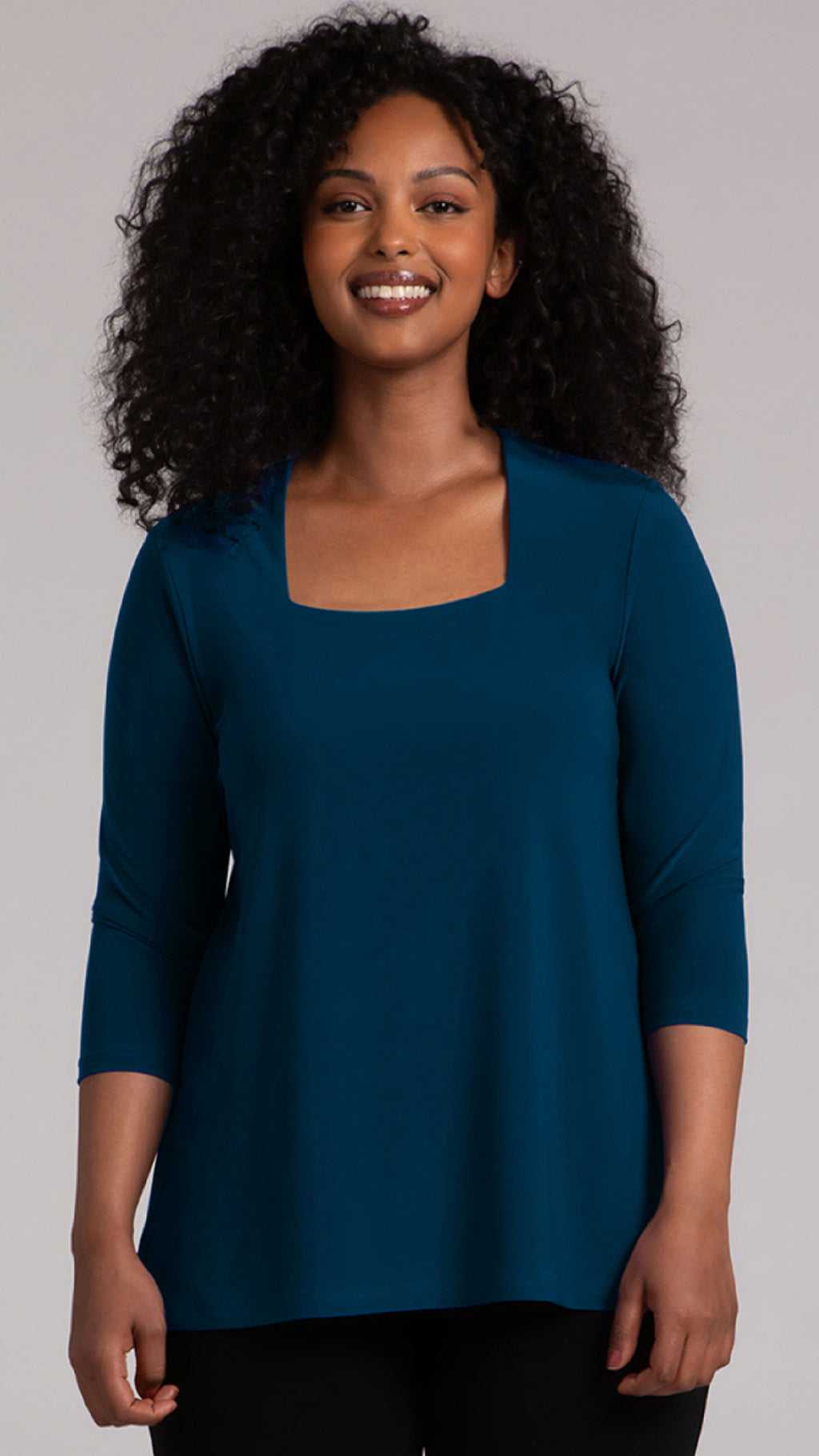 Square Neck Top, 3/4 Sleeve