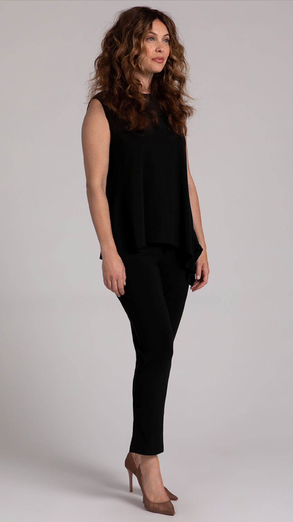 Flounce Muscle Top with Drop Hem