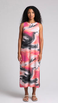 Reversible Slit Tank Dress-Marble Print (Sale)