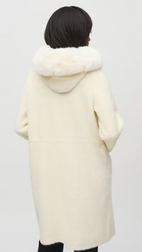 Joseph Ribkoff Sweater Knit And Faux Fur Hooded Coat (Sale)